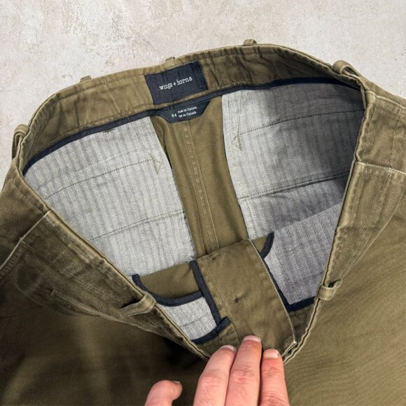 Wings+Horns Twill Pants Cotton Canvas Chinos Made in Canada Brown 36x30 - Picture 5 of 10